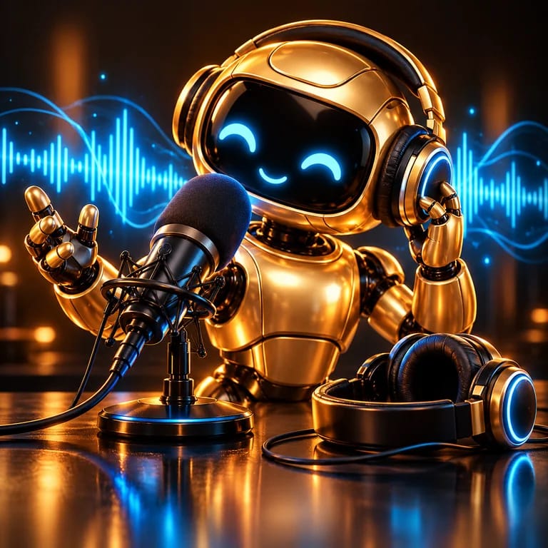 Microfone com a onda de uma voz clonada por IA
