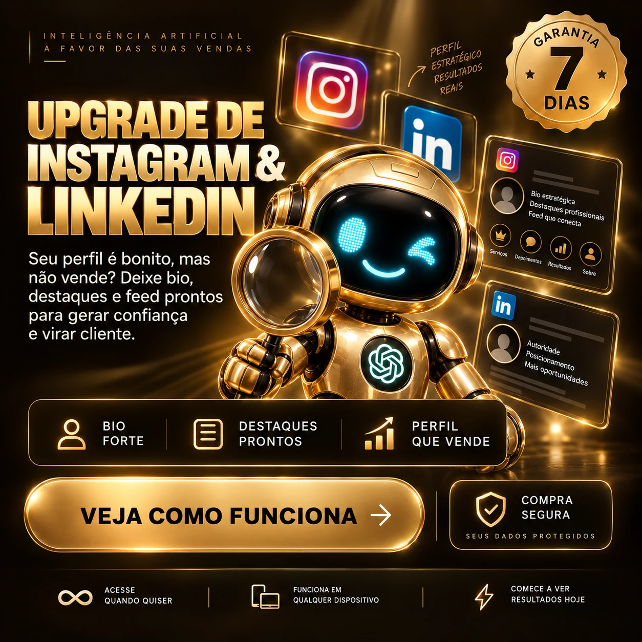 Upgrade de Instagram e LinkedIn