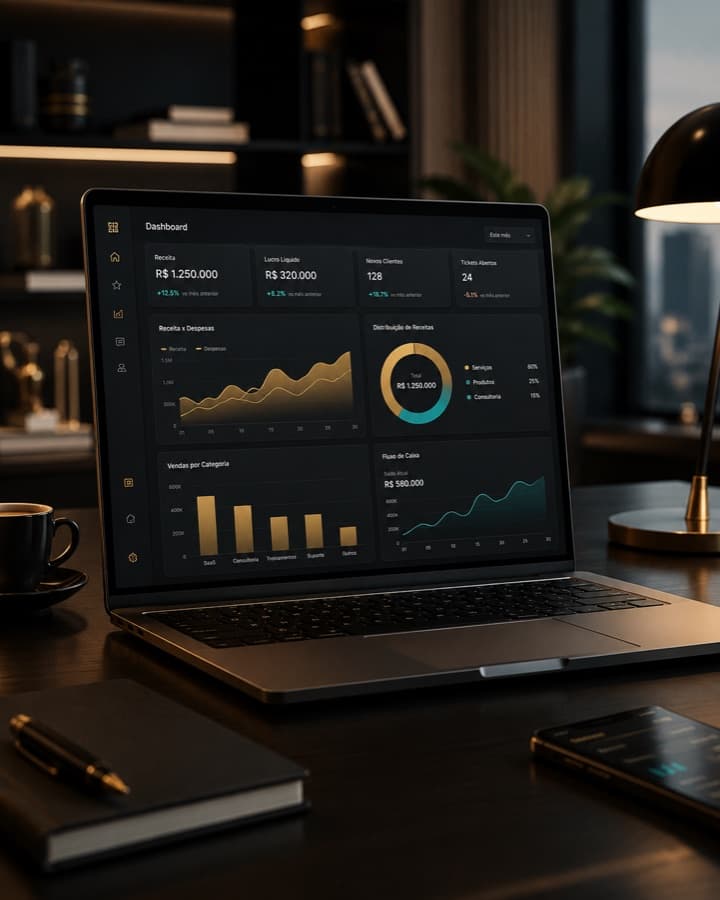 Dashboard de gestão com métricas